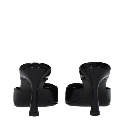 Black Leather Flat Sandals