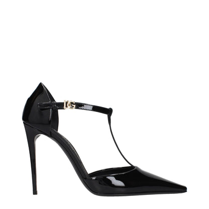 Black Leather High Heel Pumps