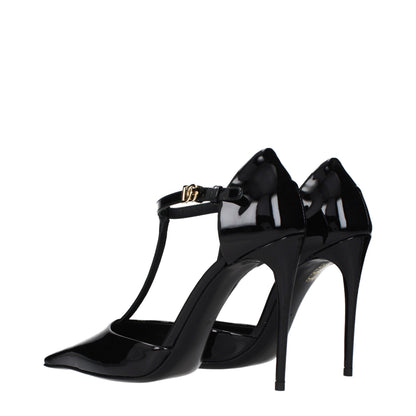 Black Leather High Heel Pumps