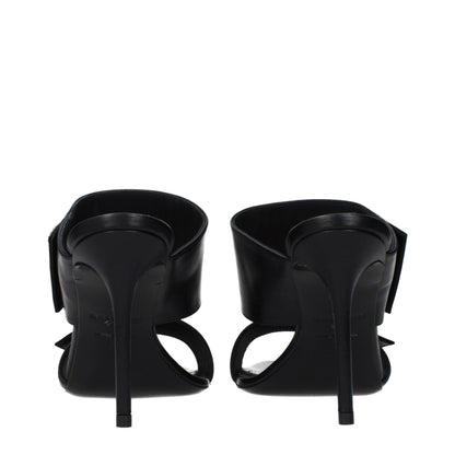 Black Leather Stiletto Heel Sandals