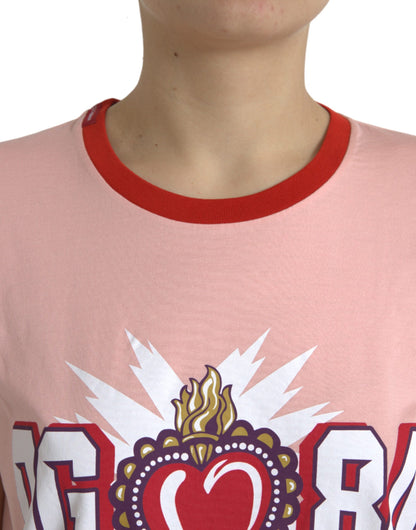 Pink Graphic Print Cotton Crew Neck T-shirt