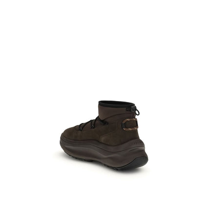 Brown Polyester Lace-Up Boots