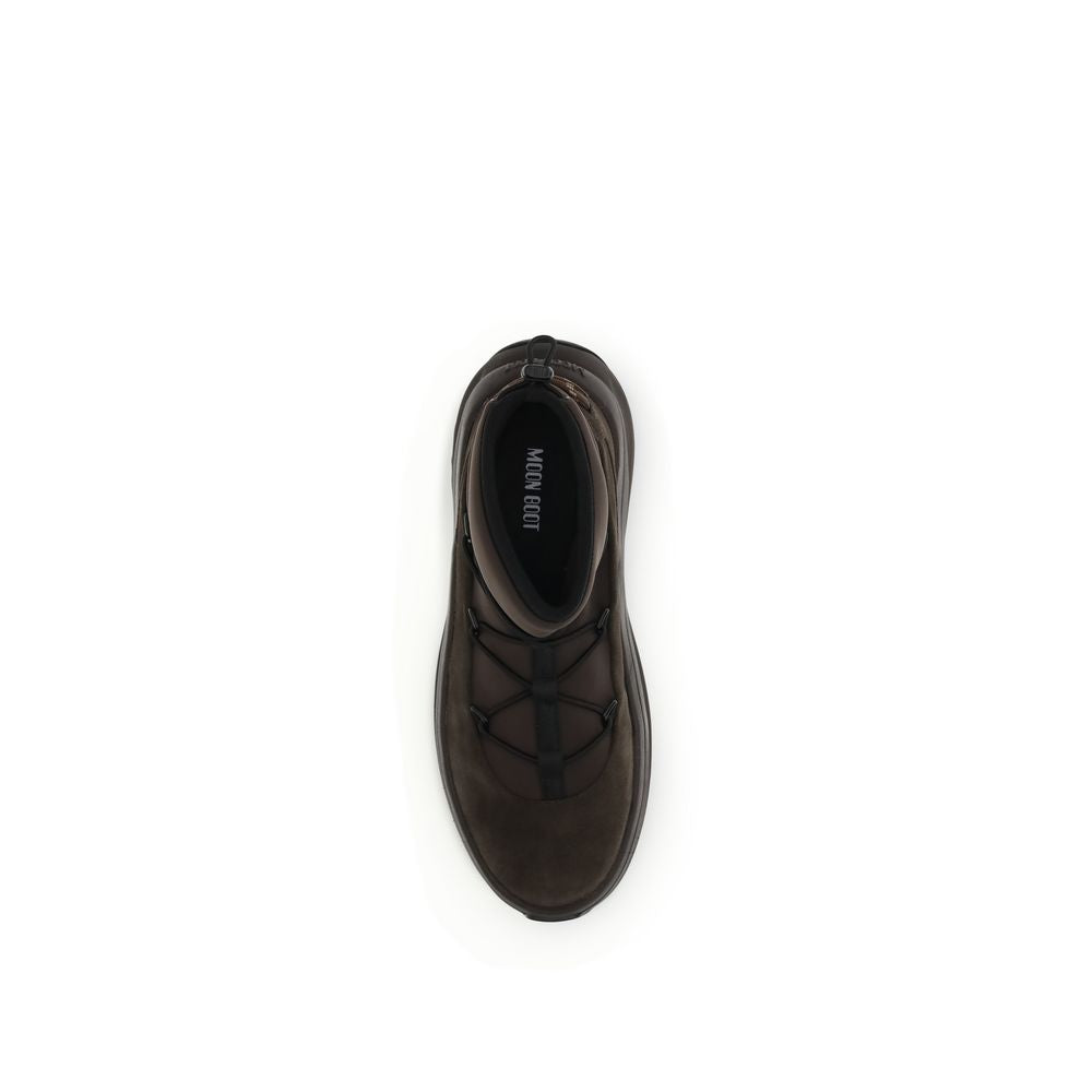 Brown Polyester Lace-Up Boots