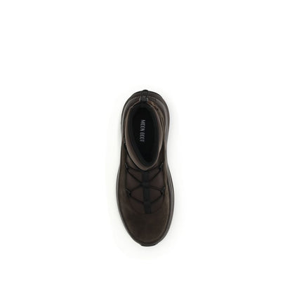 Brown Polyester Lace-Up Boots