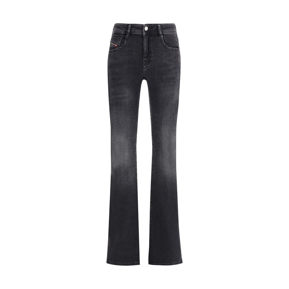 Black Cotton Bootcut Jeans