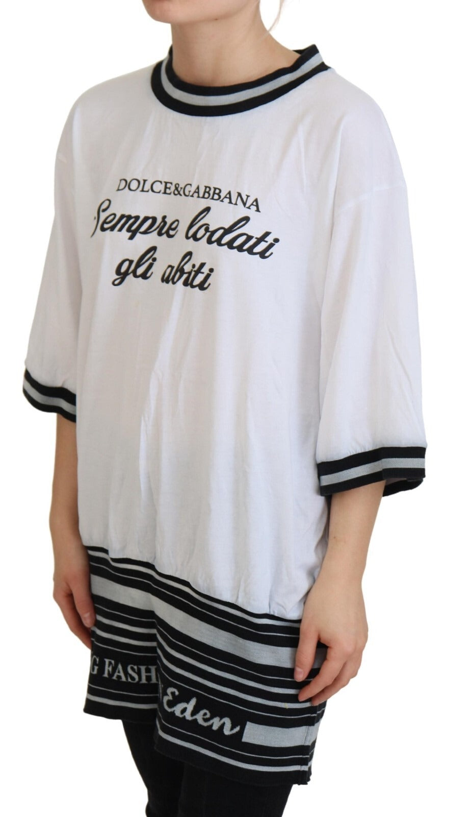 White Printed Short Sleeves Pullover Top