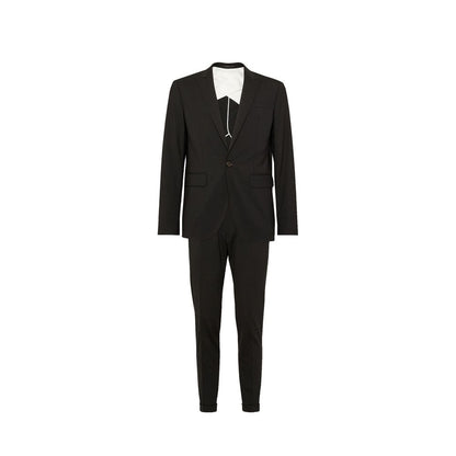 Black Elastane Two-Piece Suit