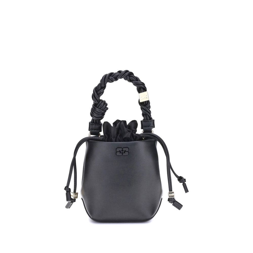 Black Recycled Leather Backet Bag