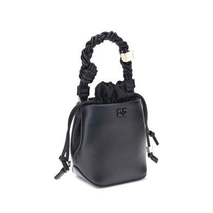 Black Recycled Leather Backet Bag