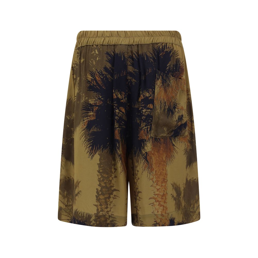 Brown Viscose Bermuda Shorts
