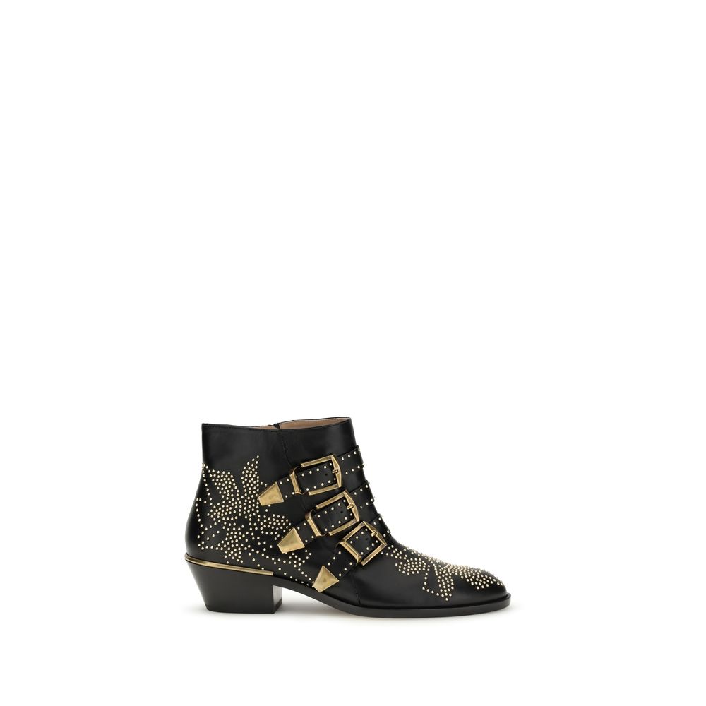 Black Calf Leather Bos Taurus Ankle Boots