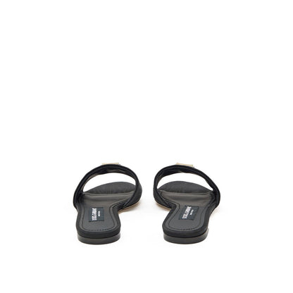 Black Polyester Slippers