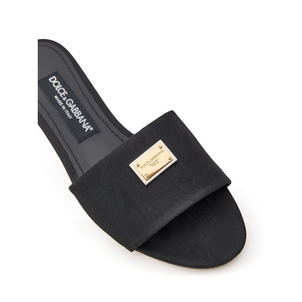 Black Polyester Slippers