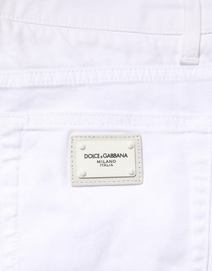White Cotton Stretch Skinny Denim Men Jeans