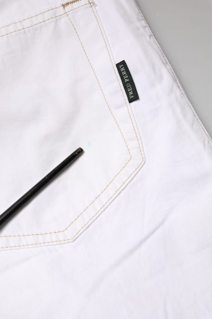 White Cotton Mid Waist Straight Men Denim Jeans