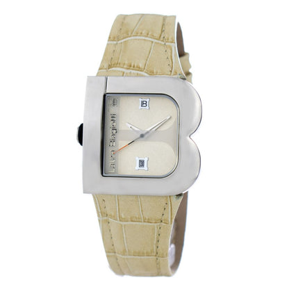 Beige Leather Dress Watch