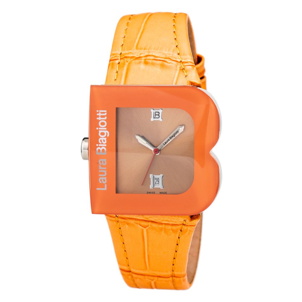 Orange Leather Dress Watch