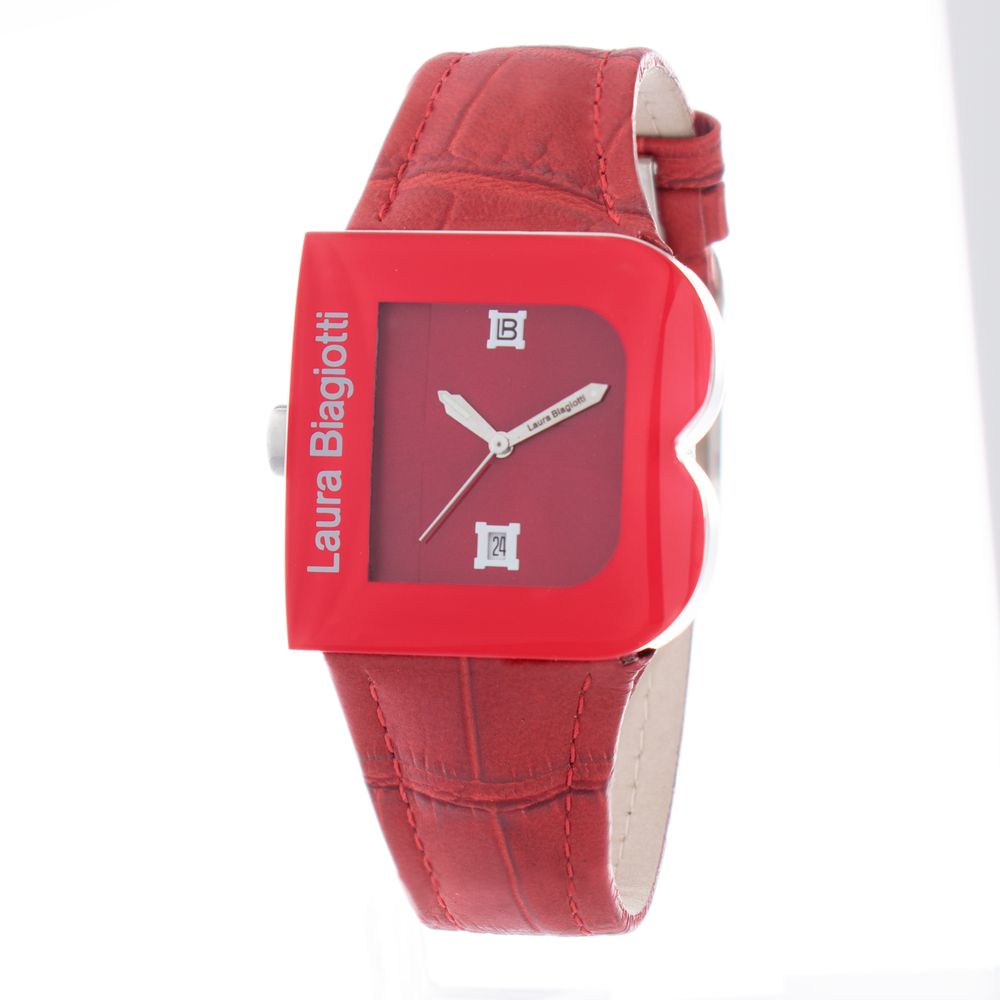 Red Leather Dress Watch