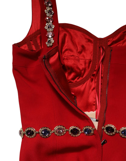 Red Embellished Sheath Mermaid Gown Dress