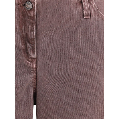 Brown Cotton Relaxed Fit Jeans