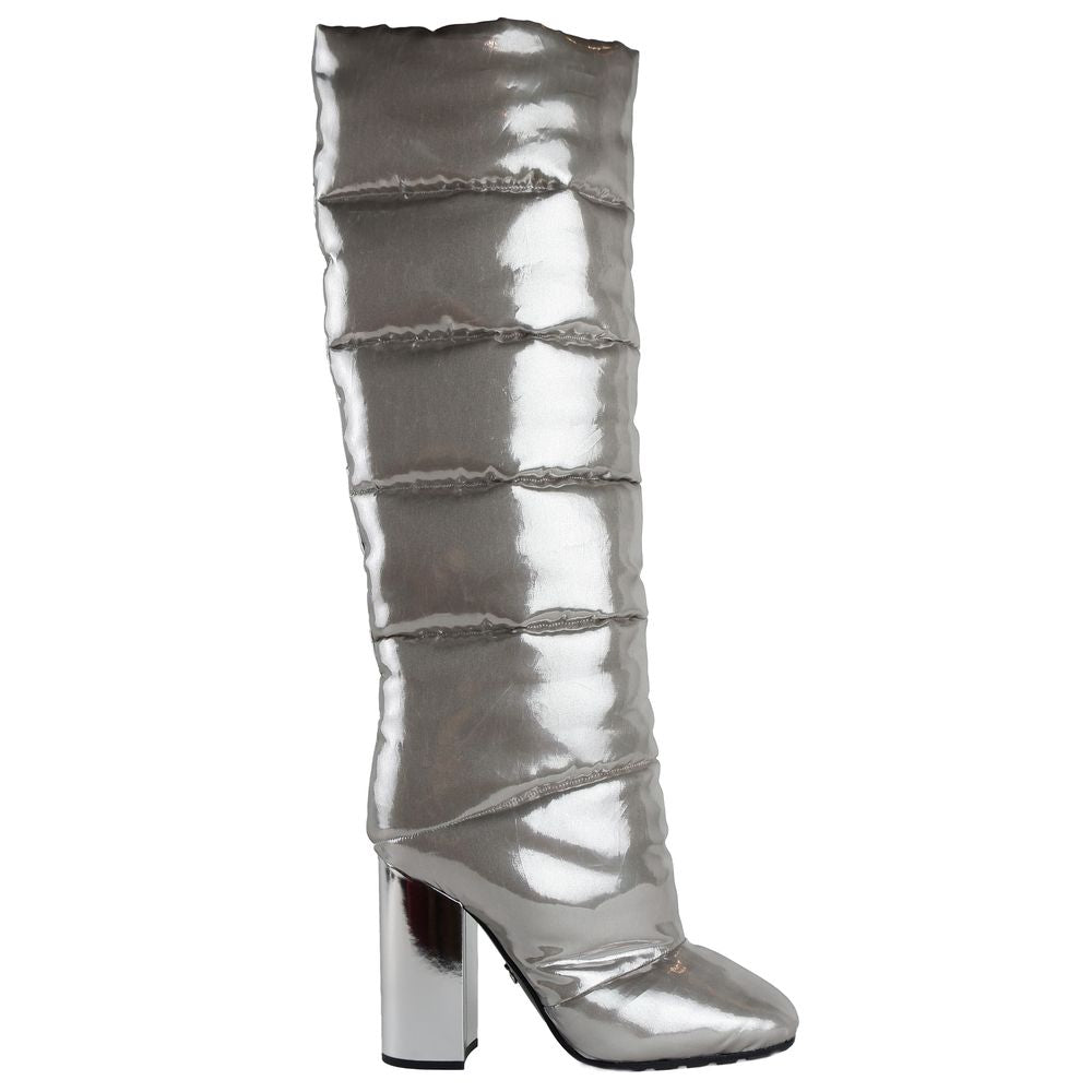 Silver Nylon Women's Ankle Boot