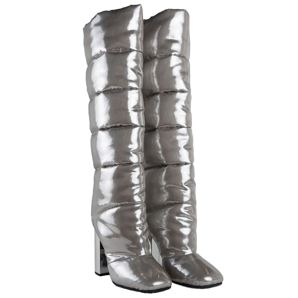 Silver Nylon Women's Ankle Boot