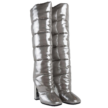 Silver Nylon Women's Ankle Boot
