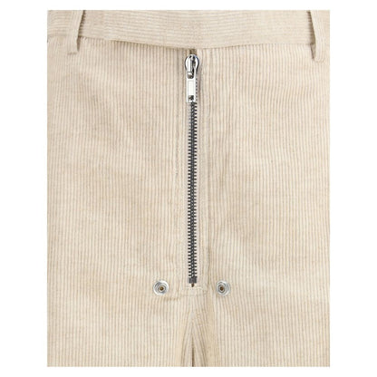 Beige Cotton Casual Pants