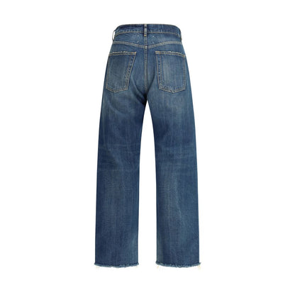 Blue Cotton Straight-Leg Jeans