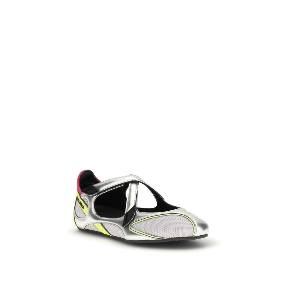 Silver Polyurethane Ballet Flats