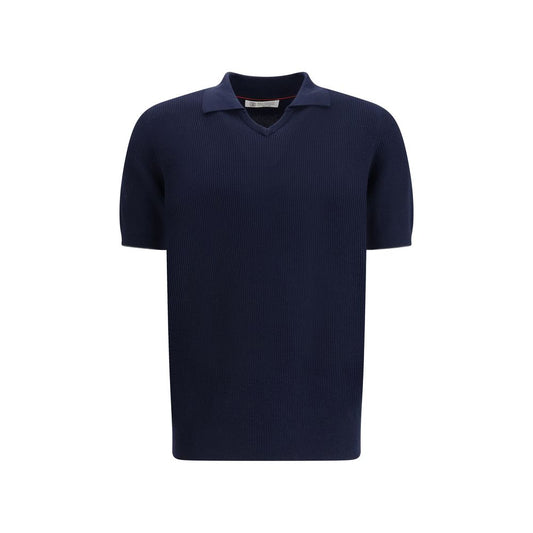 Blue Cotton Polo Shirt