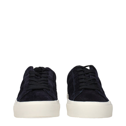 Blue Leather Low Top Sneakers