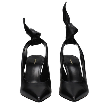 Black Leather High Heel Pumps