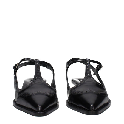 Black Leather Mid Heel Pumps