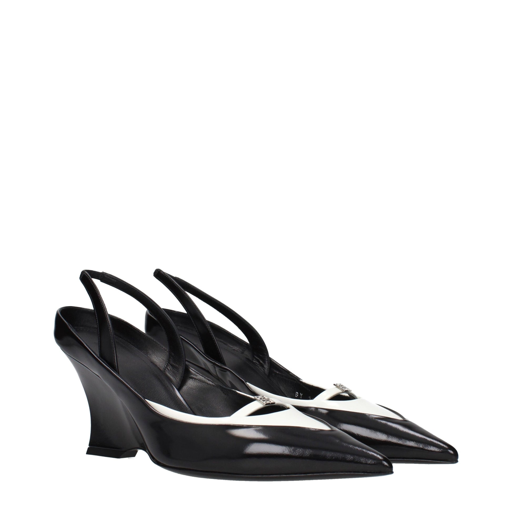 Black Leather Wedge Sandals