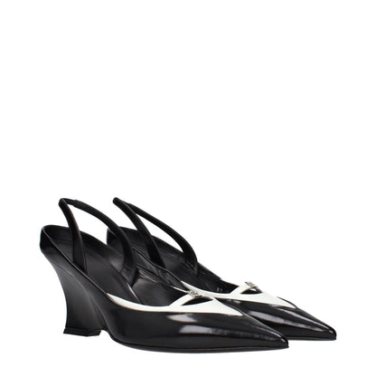 Black Leather Wedge Sandals