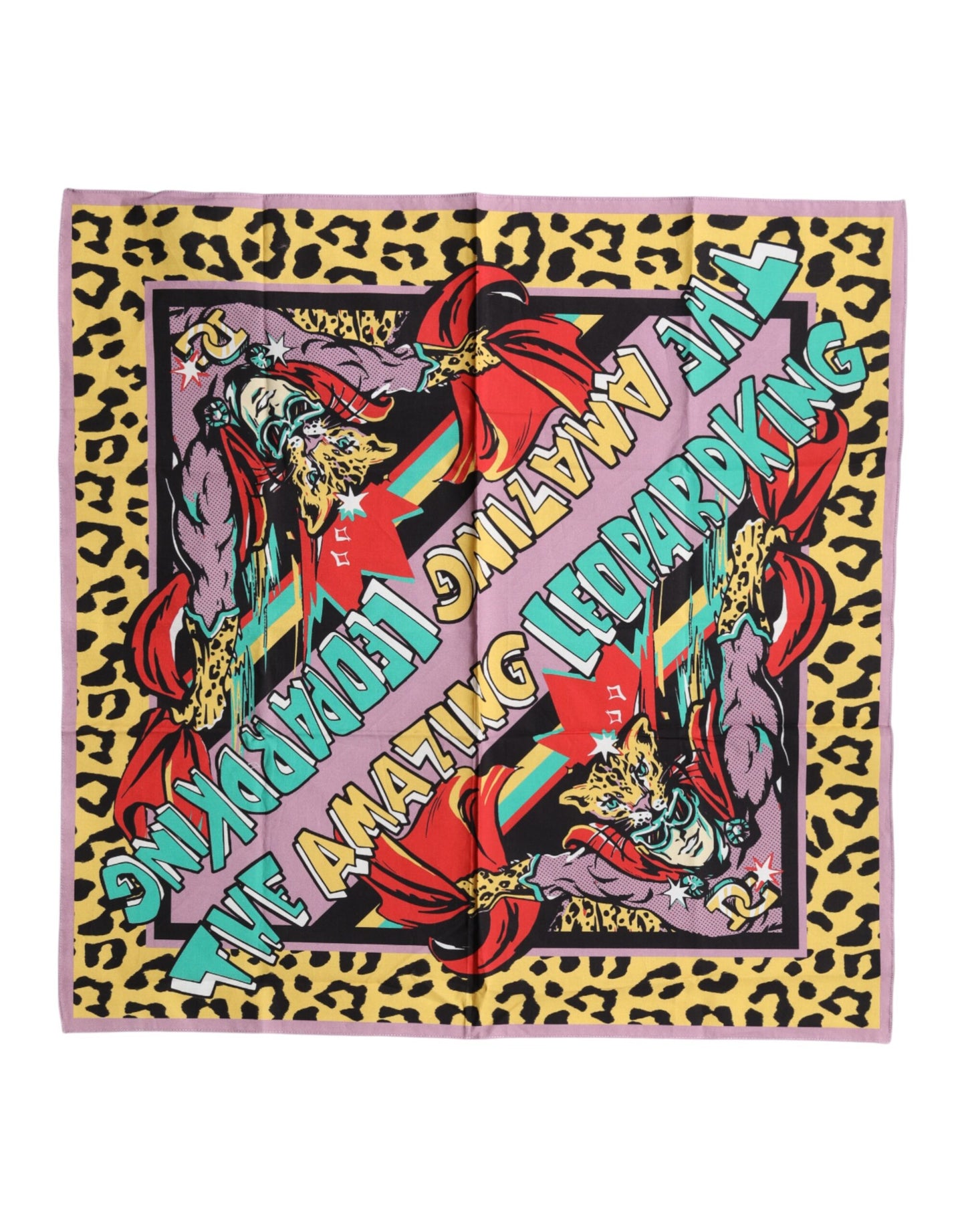 Multicolor Cartoon Square Foulard Scarf