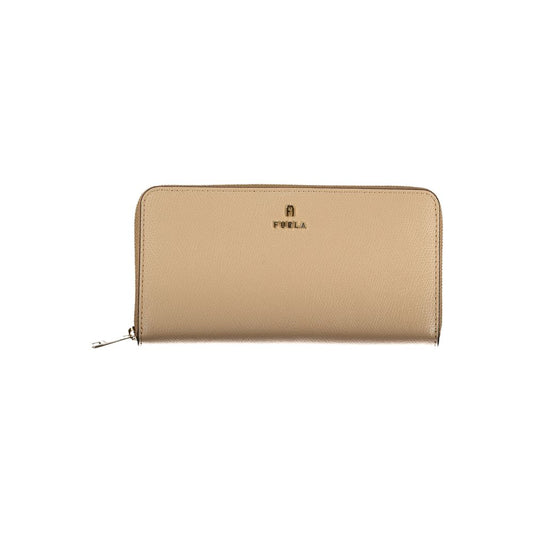 Beige Leather Woman Wallet