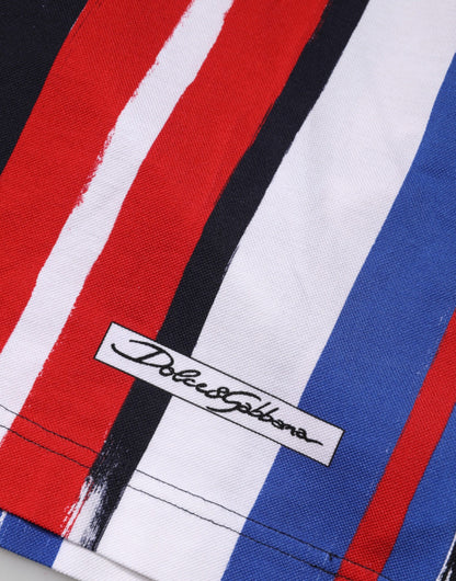 Multicolor Stripes Cotton Men Polo T-shirt