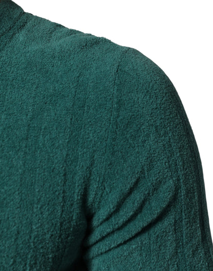 Dark Green Cotton Blend Men Crew Neck T-shirt