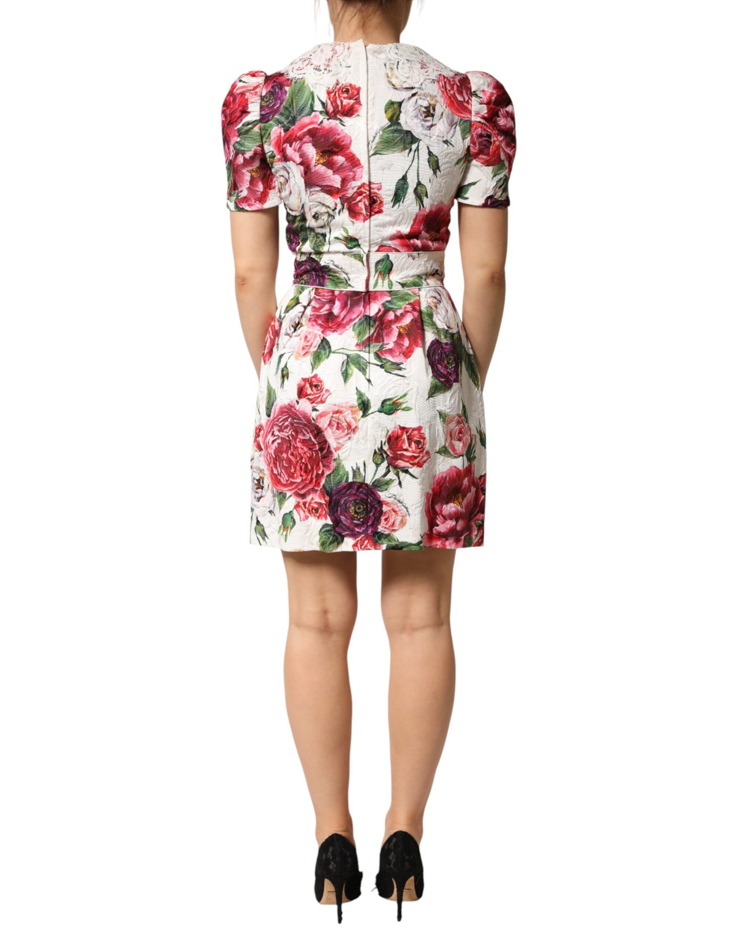 White Floral Embellished Sheath Mini Dress