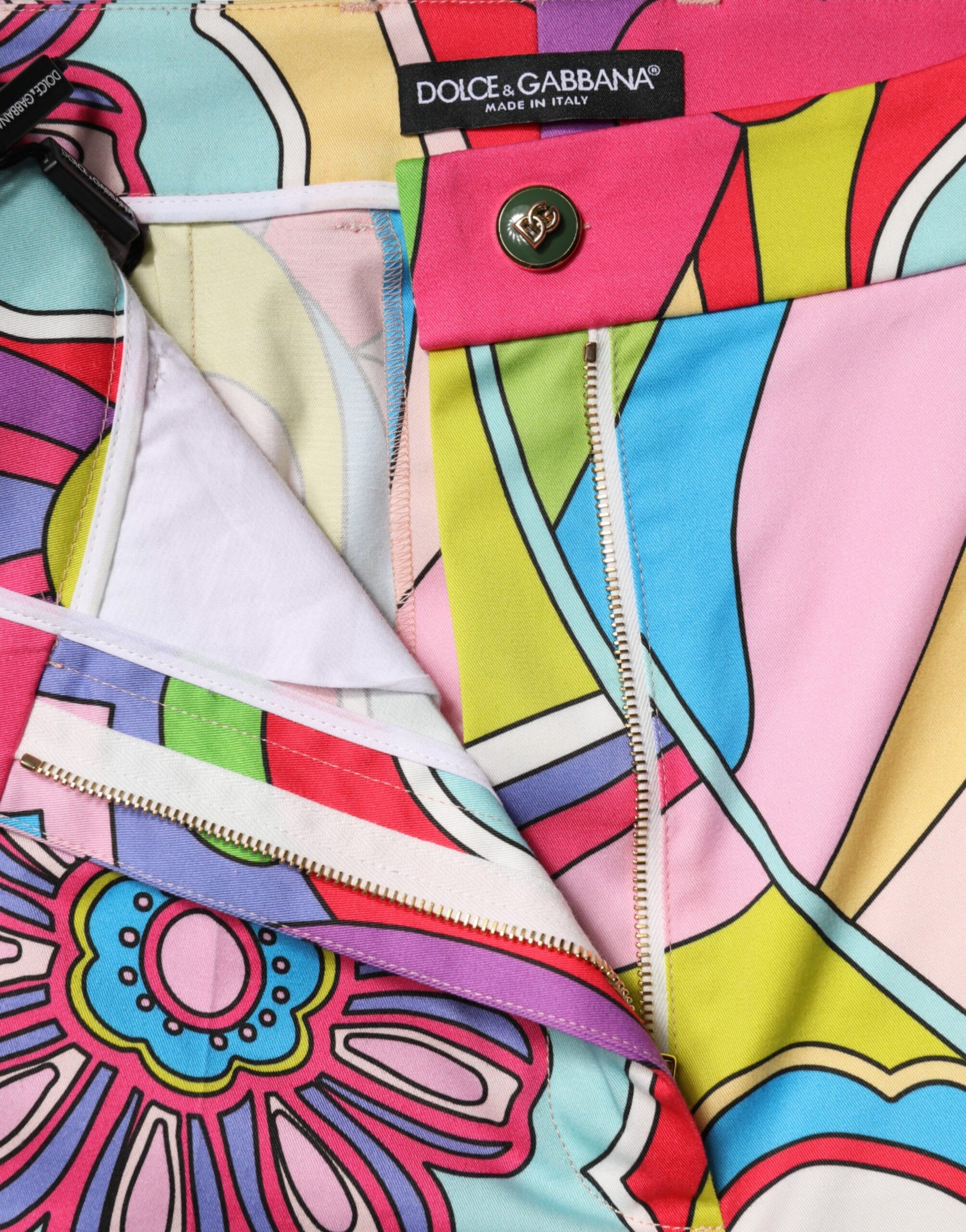 Multicolor Graphic High Waist Bermuda Shorts