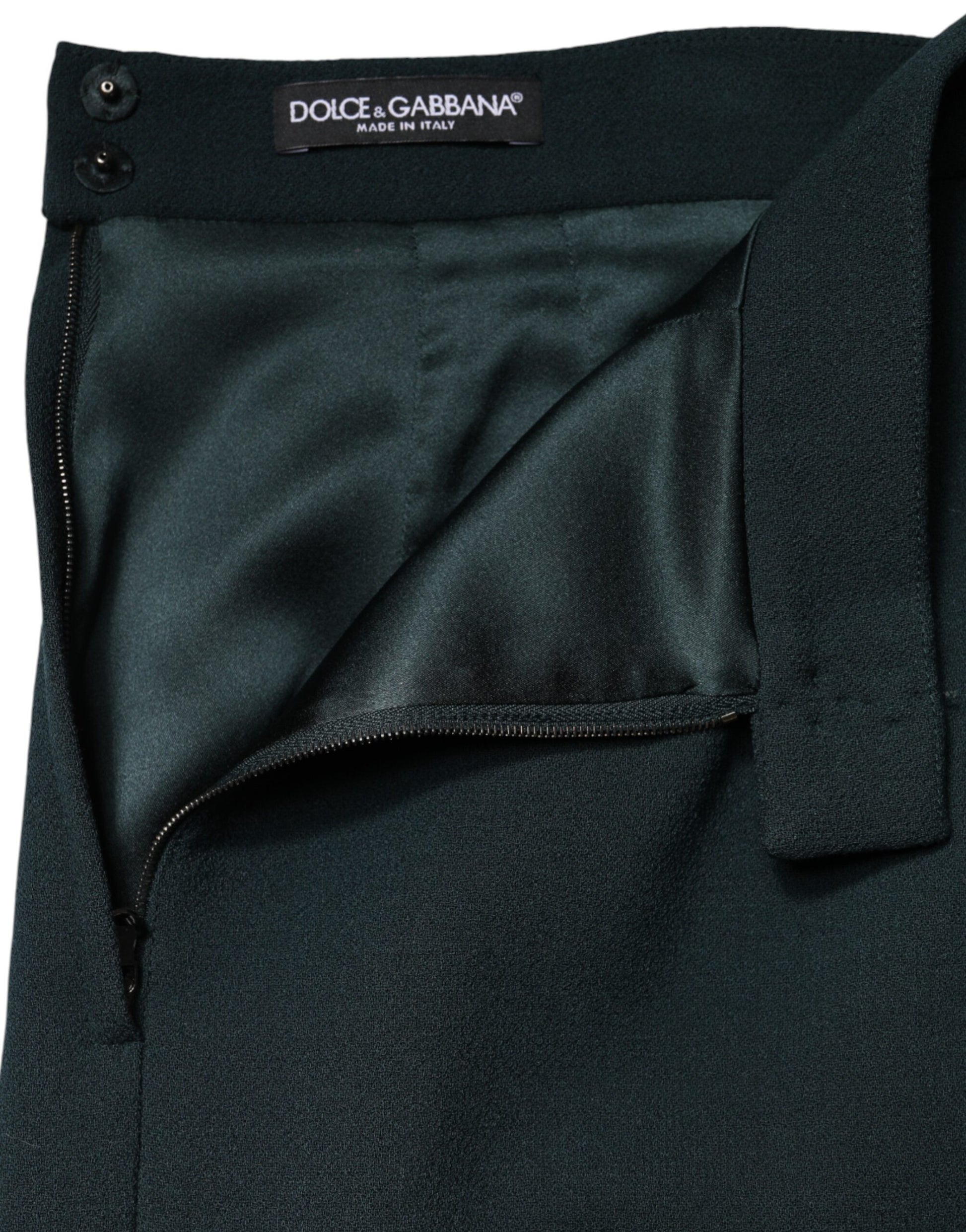 Dark Green Mid Waist Pencil Cut Mini Skirt