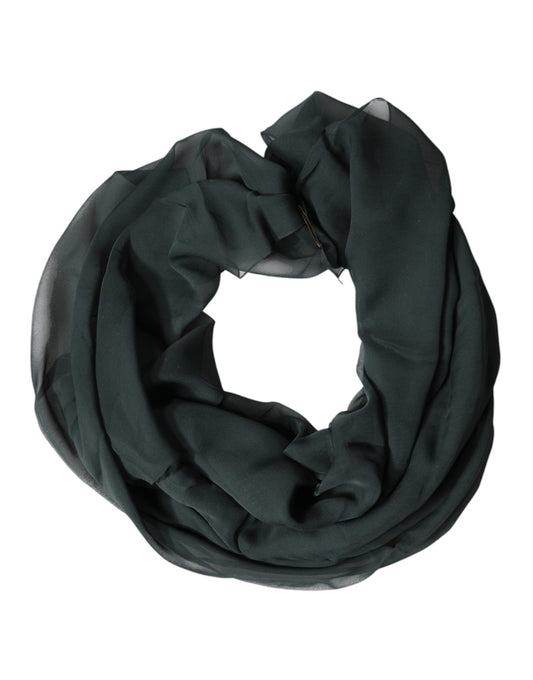 Dark Green Silk Neck Wrap Foulard  Scarf