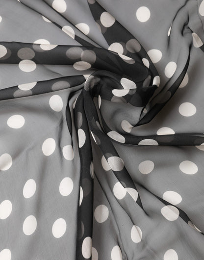 Black Polka Dot Silk Neck Wrap Shawl 205cm x 137cm Scarf