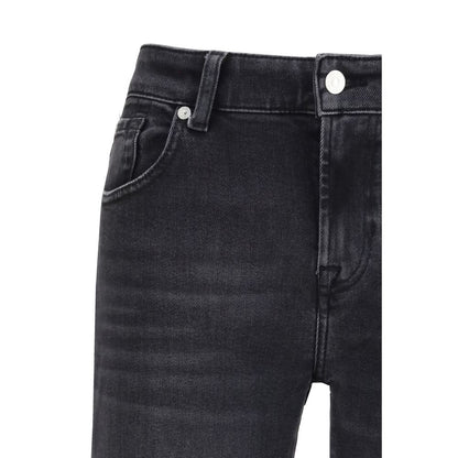 Black Cotton Straight-Leg Jeans