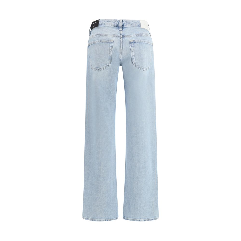 Blue Cotton Straight-Leg Jeans