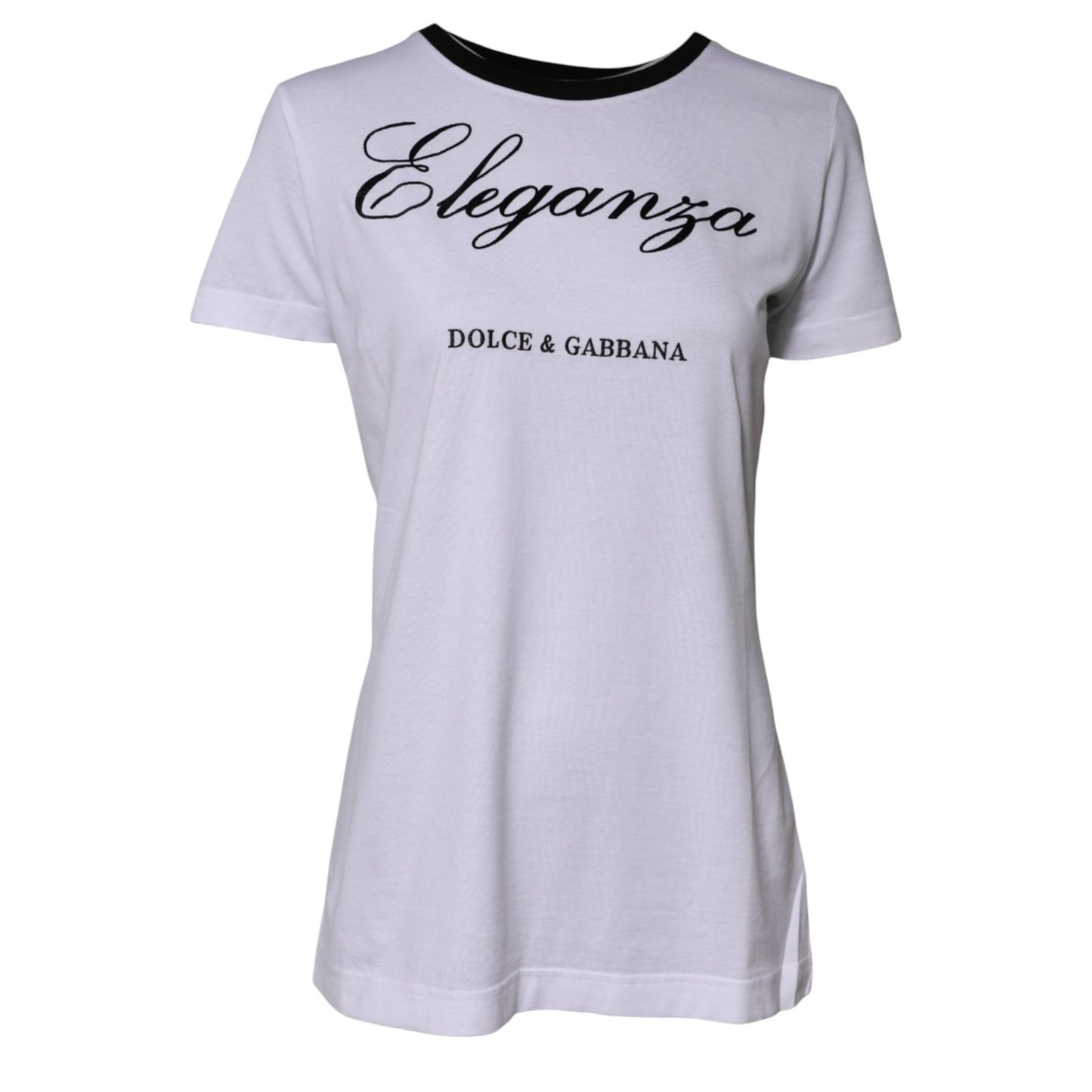 White Eleganza Cotton Crew Neck Tee T-shirt