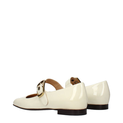 Beige Leather Ballet Flats