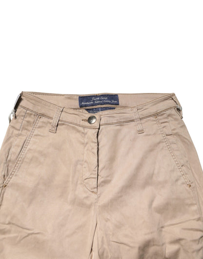 Beige Lyocell Skinny High Waist Chino Casual Pants
